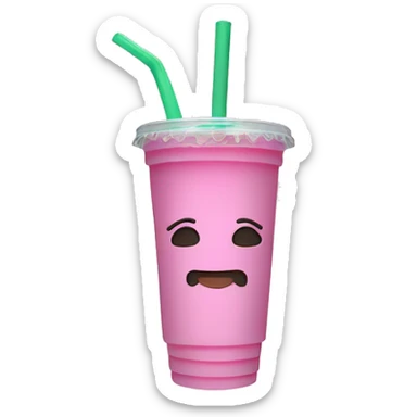 Pink boba tea plastic cup sticker