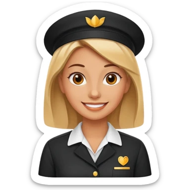 smiling woman in restaurant uniform sticker