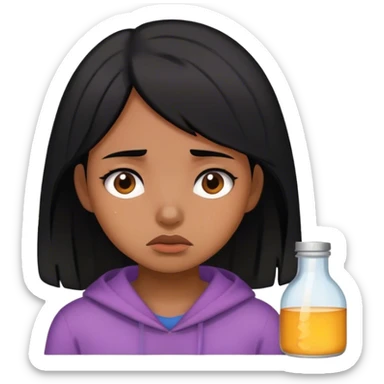 a black hair girl is tired of living alone sticker