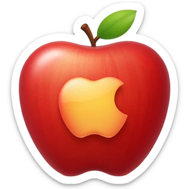 “A clean, modern Apple emoji–style apple icon, flat design, smooth gradients, subtle shine, soft shadow, centered on a neutral light background, minimalistic, professional UI style, high resolution, vector-like, no text.” sticker