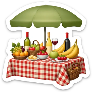 picnic banquet, having tablecloth sticker