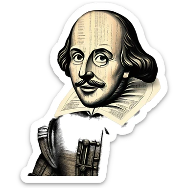 Shakespeare made of newspaper cuttings 420 roses flowers sticker