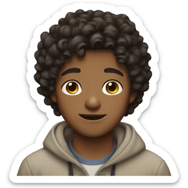 teen boy with dark brown curly hair sticker