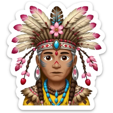 tribal shaman with cherry blossom sticker