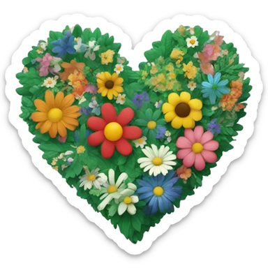 a green heart with flowers sticker