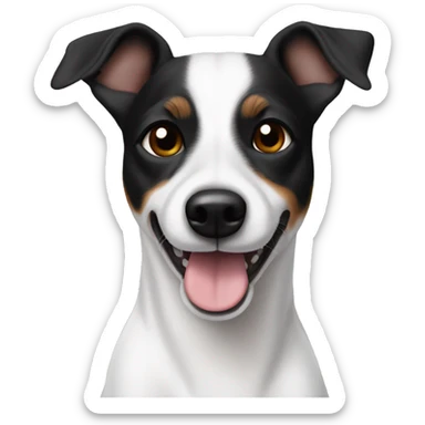 Full White jack russel black ears sticker