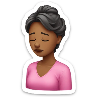 woman crying tears of sadness. pink shirt sticker