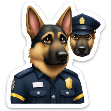 Sad German shepherd and police officer sticker