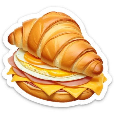 A ham egg and cheese croissant sandwich sticker