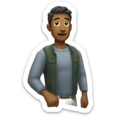 a man going over a fence sticker