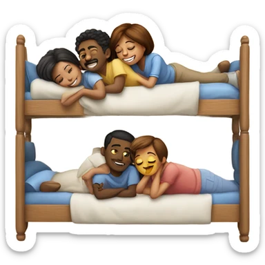 5 people in upper bunk bed  sticker