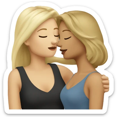 Blonde woman and brunette woman kissing  sticker