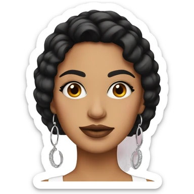 Chicana with black winged eyeliner and hoop earrings  sticker
