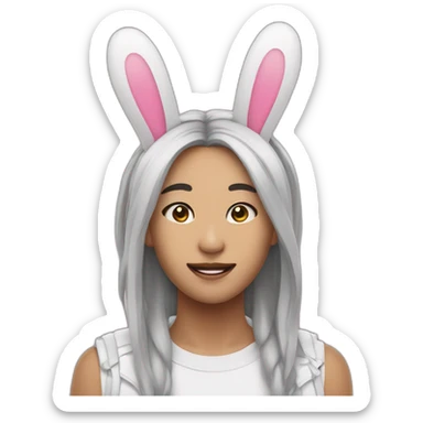 asian raver with bunny ears sticker