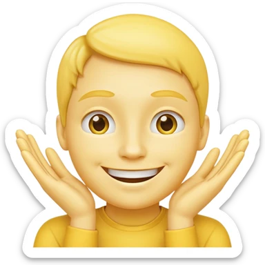 yellow smiling face with both hands under chin sticker