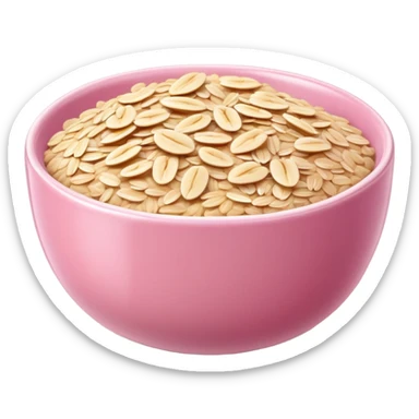 super realistic small pink shiny bowl of oats sticker