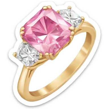 Engagement ring with a pink diamond  sticker