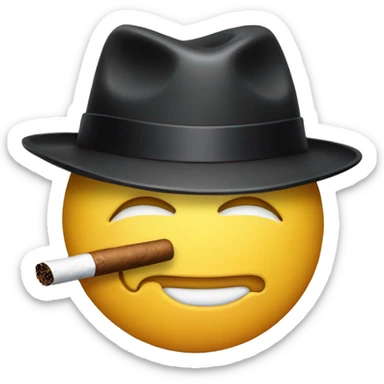 The face has a fedora hat on and the emoji has a cigar in its mouth. mafia emoji sticker