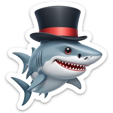 Shark with a top hat sticker