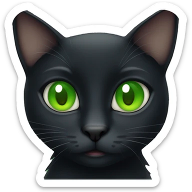 Black cat with green eyes  sticker