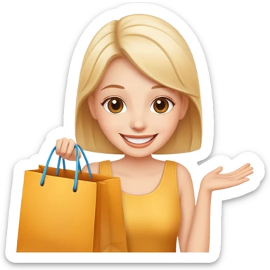 happy customer with shopping bag sticker