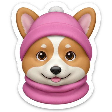 Corgie in Pink balaklava sticker