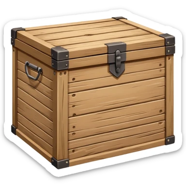 Draw a box made of three non-fruit wooden boards with a front view
 sticker