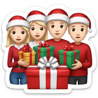 Family Christmas  3 woman’s 2 mans white people  sticker