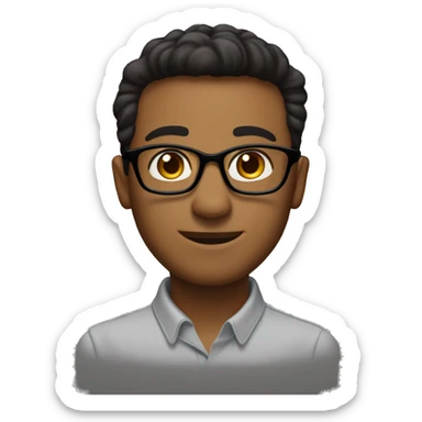 

 Face:
- Oval shape
- Hair:Short, black, and neatly styled
- Eyes: Medium-sized, dark brown
- Eyebrows:Thick and slightly arched
- Nose:Prominent
- Mouth:Medium width with a neutral or slight smile
- Glasses Often wears rectangular glasses



 sticker
