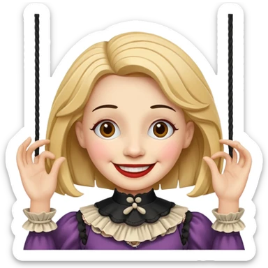 A marionette which is a beautiful happy girl sticker