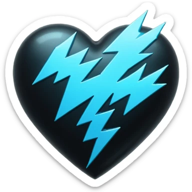 Obsidian-Black heart with a cyan lightning strike pattern across it  sticker