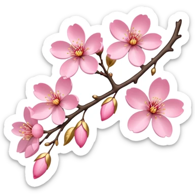 sakura branch with a gold outline sticker