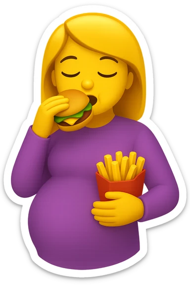 emoji stile iphone di donna in gravidanza che mangia male sticker