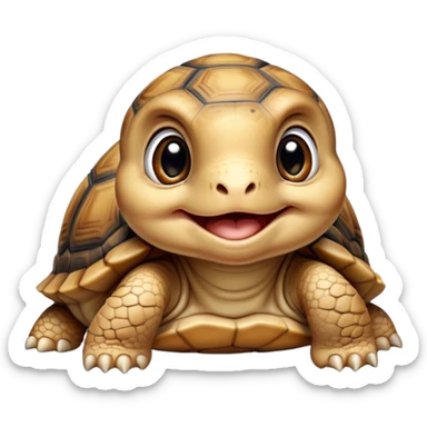 cinematic-yawning baby tortoise-realistic--emoji,,-cute-wise-face-peering-ahead-with-calm-determination,-cute large-eyes-reflecting-centuries of wisdom, sticker