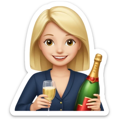 girl with Champagne bottle sticker