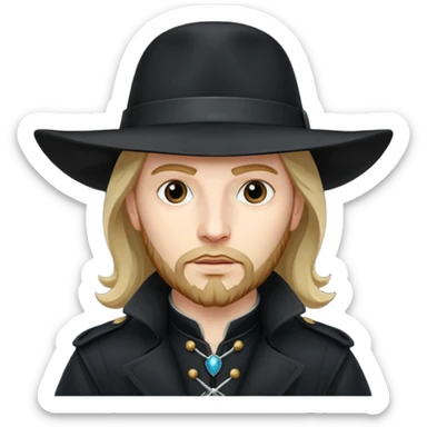 Athos, musketeer in black trench coat sticker