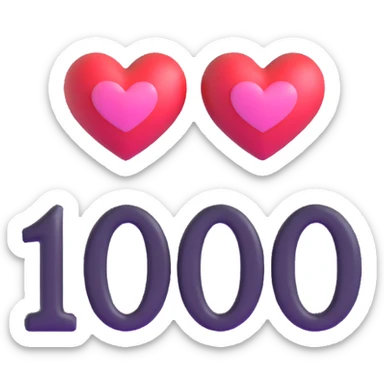 the number '100' with two hearts, one on each side sticker