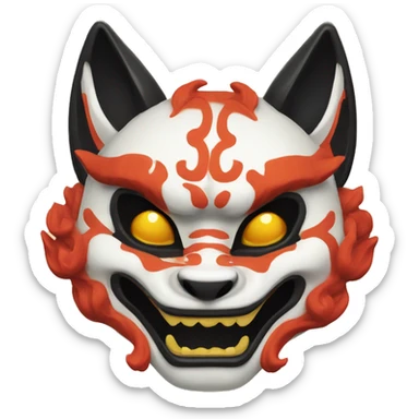 oni kitsune japanese mask sticker