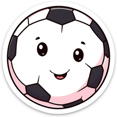 A cheerful soccer ball with a happy face and rosy cheeks sticker