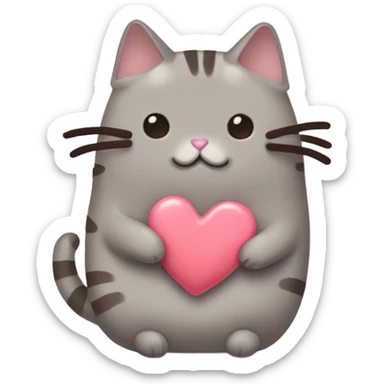 Pusheen the cat with a love heart sticker