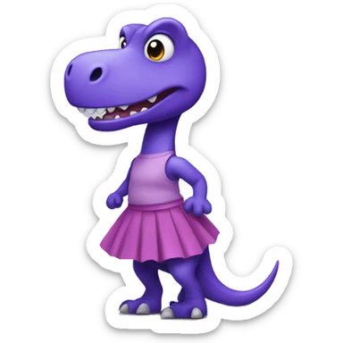 purple dinosaur wearing a skirt sticker