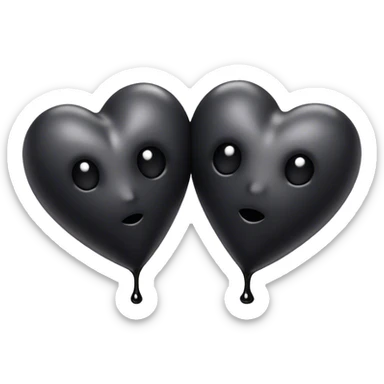 Two black hearts melted together sticker