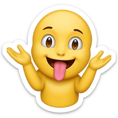 emoji with tongue out with hands facing out to the side like your swimming but not the arms just the hands sticker