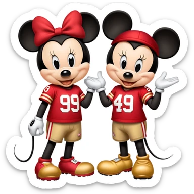 Mickey and Minny in 49ers jerseys  sticker