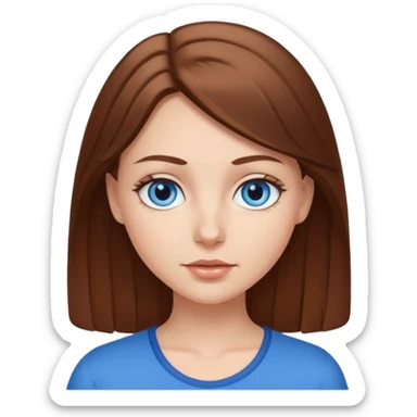 white girl with brown hair and blue eyes sticker
