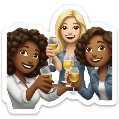 White Girls having fun in a bar White drinking wine sticker