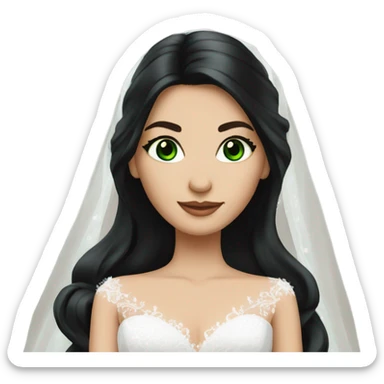 Beautiful bride with long black hair green eyes  sticker