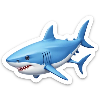 Un tiburon con unos zapatos nike azules puestos sticker