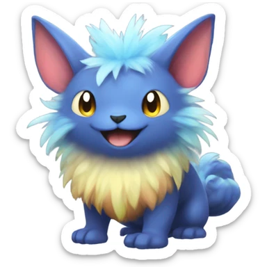 Colorful cute furry anthropomorphic painted Fakémon-Pokémon-creature sticker
