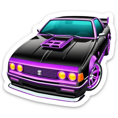 Extravagant luxury car tuned by MTV's Pimp My Ride crew, featuring neon lights under the chassis, nitro parts and chrome rims sticker